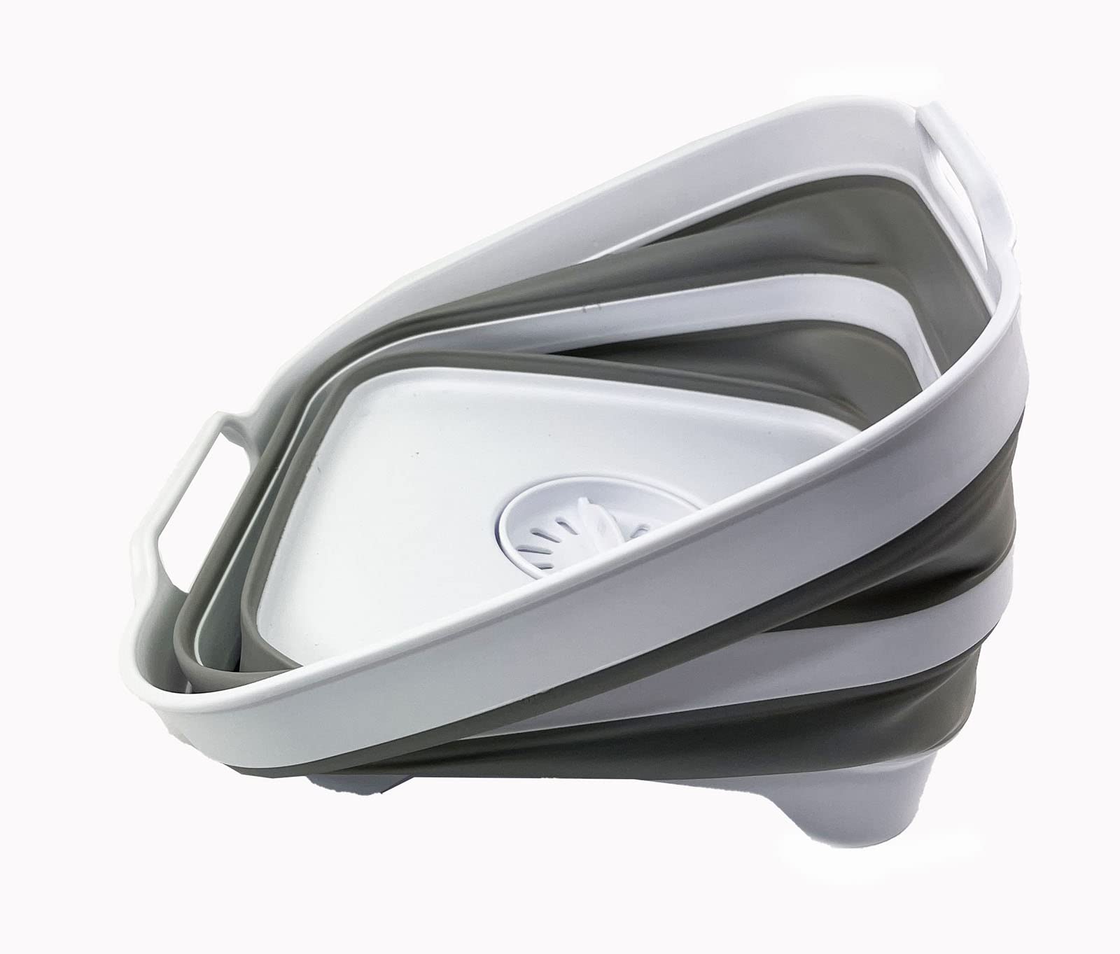SAMMART Bassine à vaisselle pliable de 10 l avec bouchon de vidange - Lavabo pliable - Bac de rangement de cuisine pour économiser de l'espace (blanc/gris/blanc)