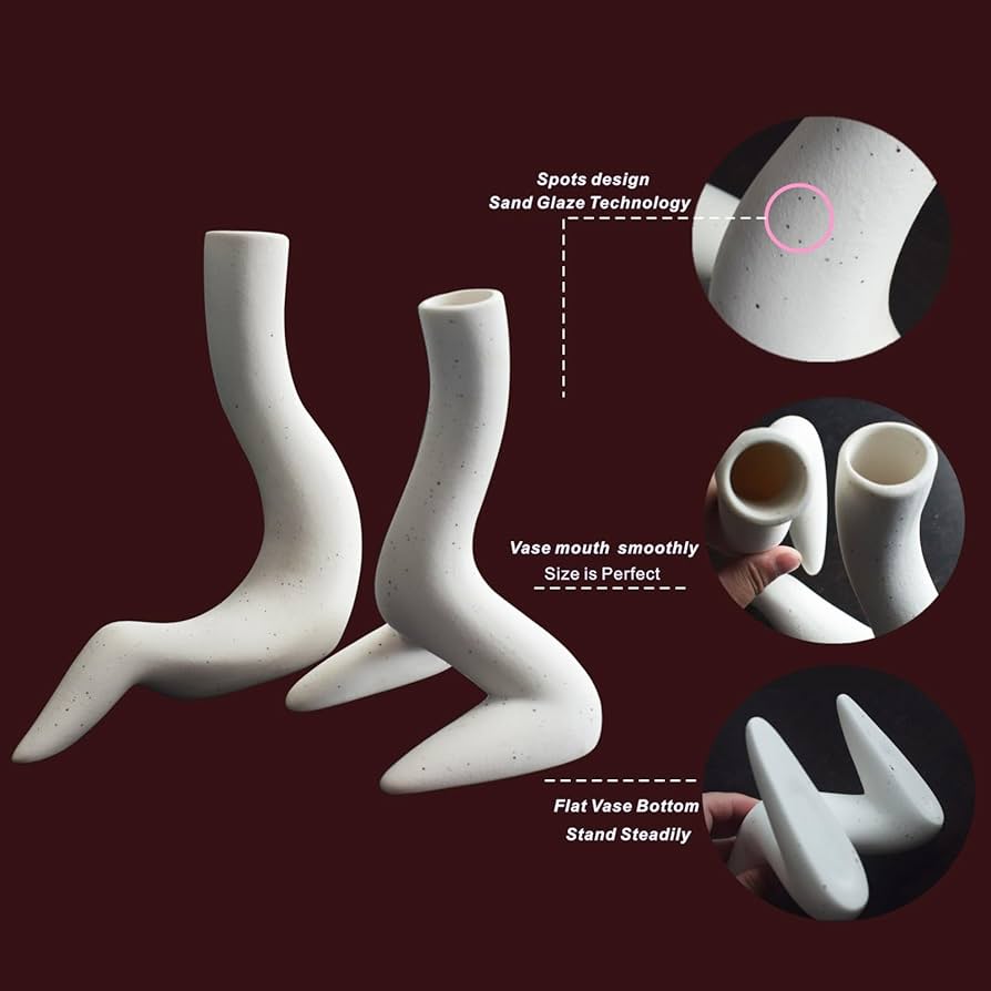 2 Vasi In Ceramica Bianca Per Fiori Secchi - Decorazione Boho Per Casa, Salotto O Cucina - Foto 6