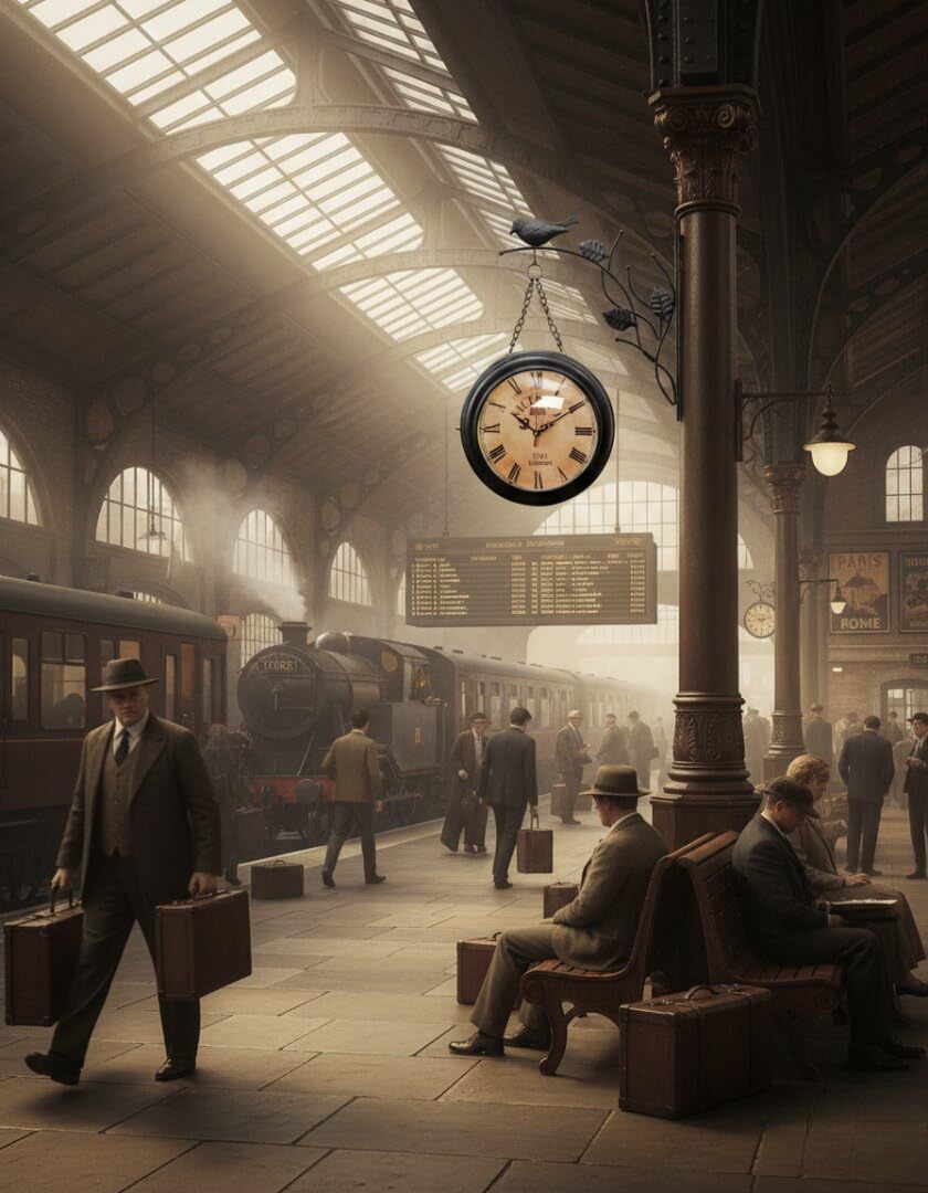 Vintage Black Iron Clock - London Victoria Station -3