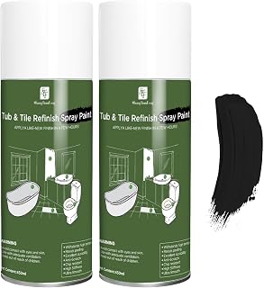Black Spray Tub and tile Paint 2 Pack,Bathroom Wallpaper,Bathtub and Tile Spray Ceramic Paint, Tile Refinishing Kit, for Porcelain Fiberglass Ceramics, DIY Kitchen countertop Paint Kit,for the ceramic, porcelain or fiberglass