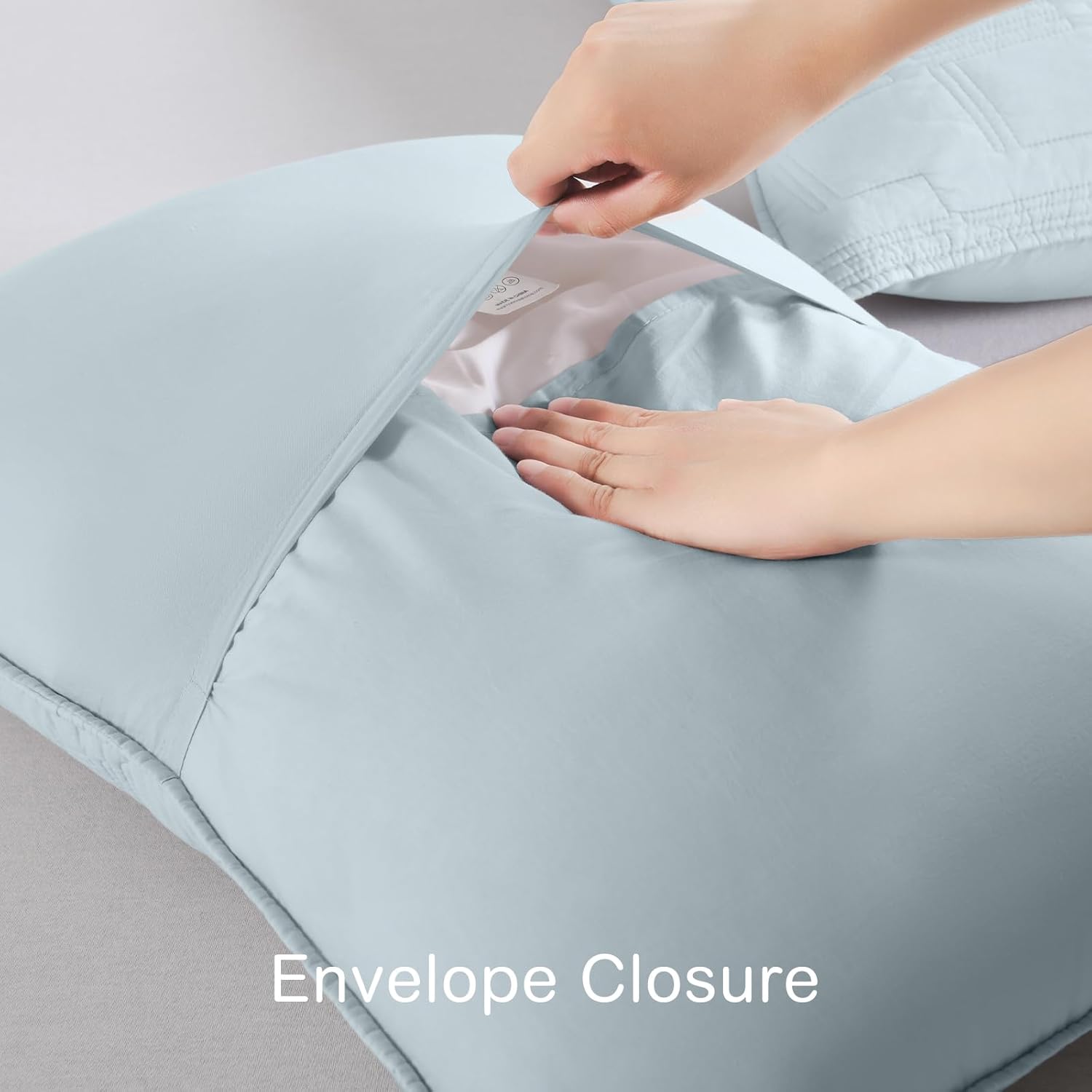 horimote home 100% cotton quilted pillow shams king size, aqua blue pre-washed 2 pack 20" x 36" cozy pillowcases, breathable stitching pillow cases cover decorative for bed in geometric pattern aqua blue 20" x 36" (pack of 2)