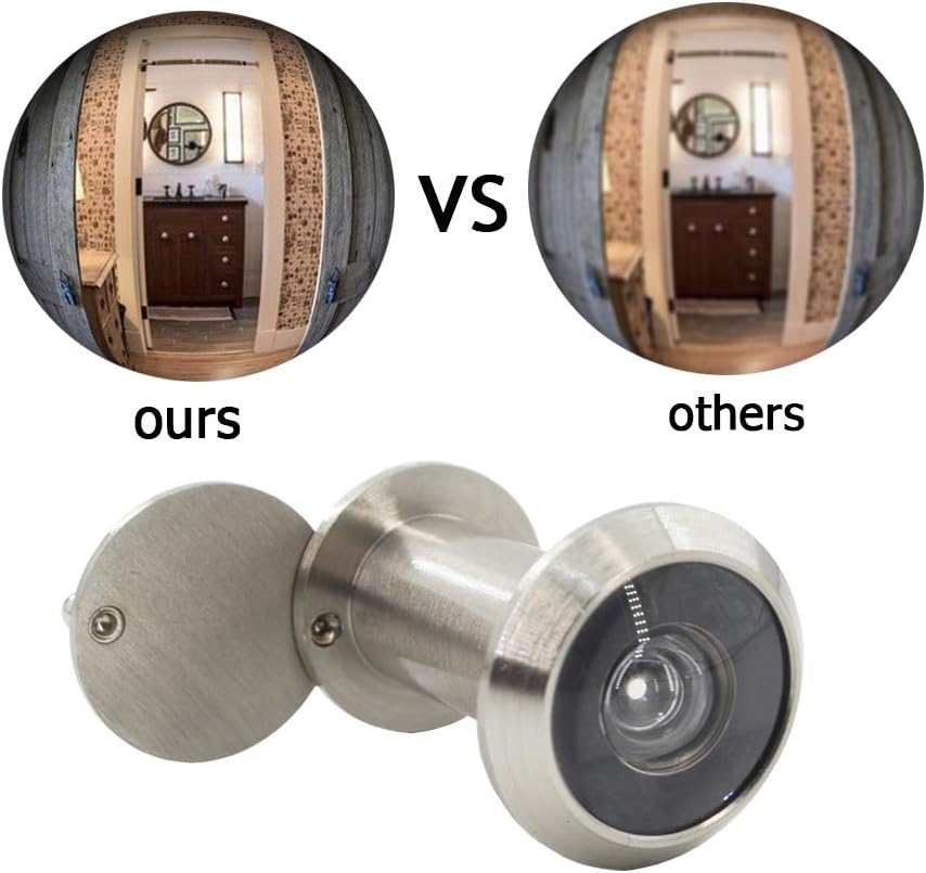 Door Viewer Peephole, Solid Brass 200-degree Door Viewer with Heavy Duty Rotating Privacy Cover for 1-3/8" to 2-1/6" Doors for Home Office Hotel (Polished Silver)