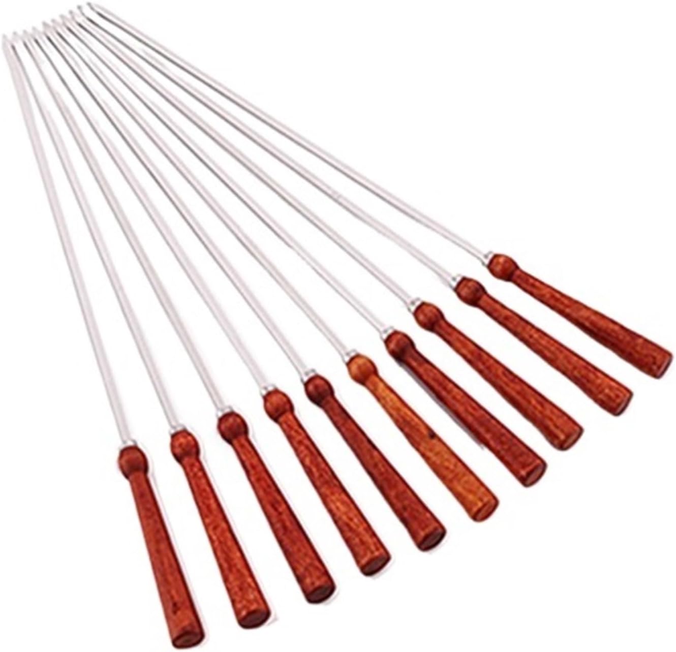 10pcs 16.9''(43cm) Grilling Skewers BBQ Grill Tools, 18/10 Stainless Steel Skewer Barbecue Set With Wooden Handle