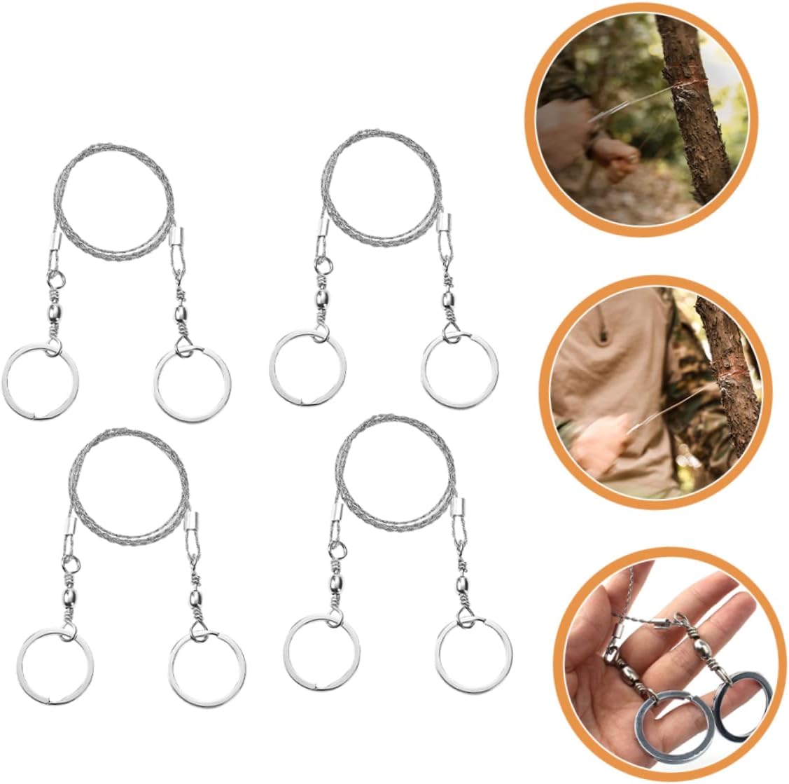 4pcs Portable Stainless Steel Pocket Saws Flexible Wire for Outdoor Camping Hiking and Emergency Use