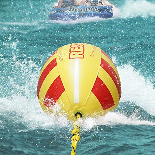 RESVIN Water Sport Towables Tube Booster Ball for Boating, Women Men Kids Water Sports Rope 60ft with 38in x 28 inch inflated Red+Yellow Big Balls for 1-4 Rider Towables Tubes Boat Accessories - Thumbnail 5