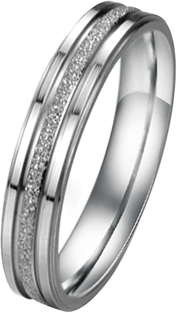 JewelryWe Matte Finished Engagement Ring Stainless Steel Couple Wedding Band Rings (Women's Size J), Blue, 49 mm