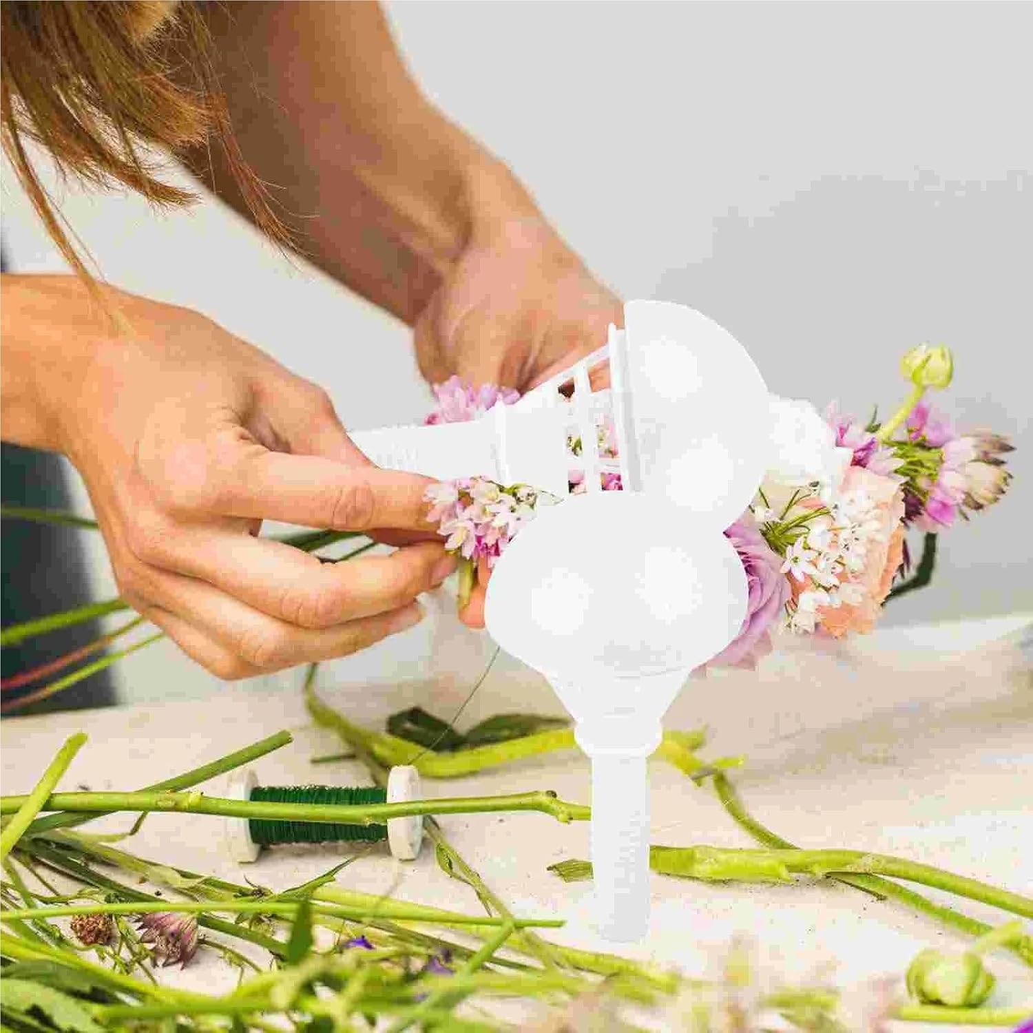 Flower Bouquet Holder 4 Sets Lace Foam Bouquet Handle, Wedding Decoration for Bride Flower(21.00X18.00X18.00CM)