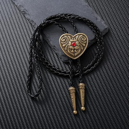 Image of Bolo Tie for Men Women Western Cowboy Bolo Tie Heart Necktie Cowboy Carter Fan