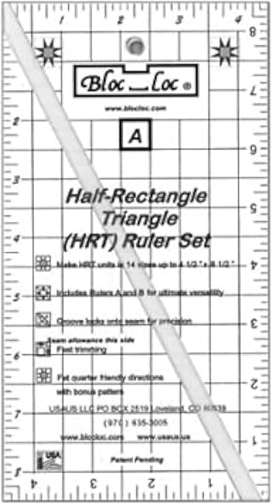 Amazon.com: Bloc Loc~Half Rectangle Triangle Large 2-1 Acrylic Ruler