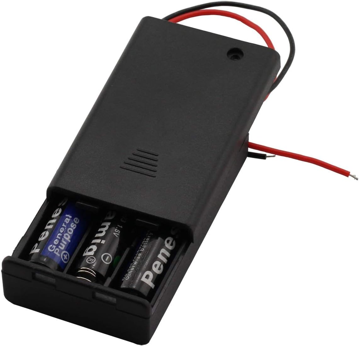Onwon 6 Pieces 3 Slots x 1.5V AAA Battery Case Holder Battery Spring Clip Storage Box Wire Leads with On/Off Switch