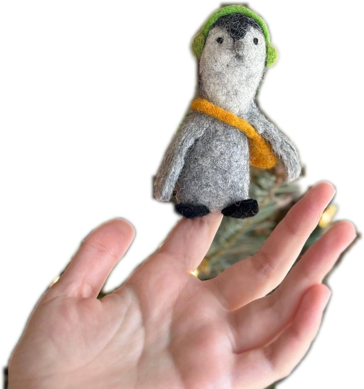 Handmade Felt Penguin Finger Puppets, Penguin with Headphones Finger Puppets, Wool Felt Sea Animal Puppet for Kids, Fair-Trade Storytelling Educational Toy, Unique Gift for Children (All 2 Colors)