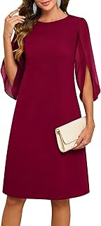 Women's Cocktail Dresses Elegant Flutter Chiffon Sleeve Midi Formal Wedding Guest Party Dresses