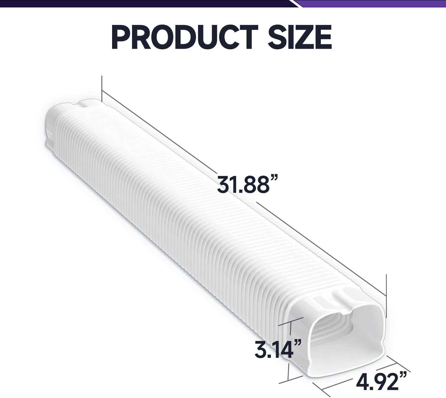 5" Width x 2.6 Ft Flexible Duct, PE Material, Mini Split Line Set Cover Part, Air Conditioner Accessories for Mini Split Air Conditioners and Central AC, White