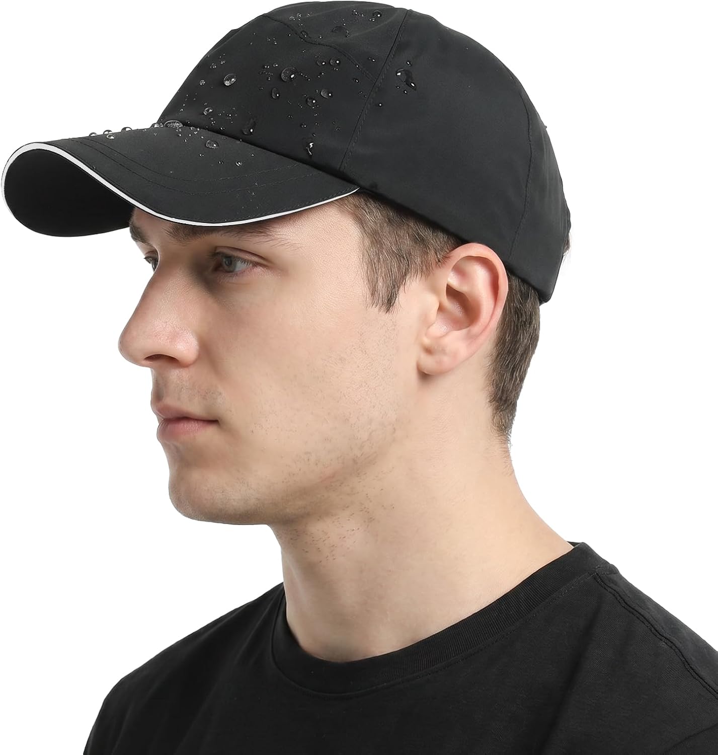 Mens Waterproof Baseball Cap Womens Rain Hat Quick Dry Running Hat with Sweatband Outdoor Golf Breathable Sports Cap