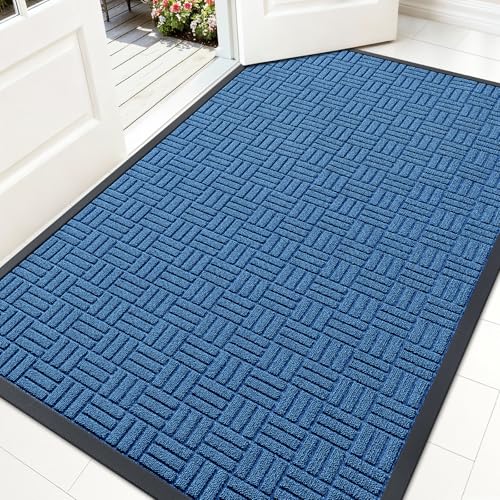 Image of OLANLY Front Door Mat Outside Entrance 71x47, Absorbent, Heavy Duty Sturdy Natural Rubber Doormat Indoor Outdoor, Non-Slip, Stain and Fade Resistant, Low Profile Floor Mat for Entryway, Ocean Blue