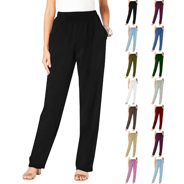 Dress Pants Women Tummy Control Stretchy Work Pants Casual Hiking Jogger Pant Loose Fit Trousers with Pockets