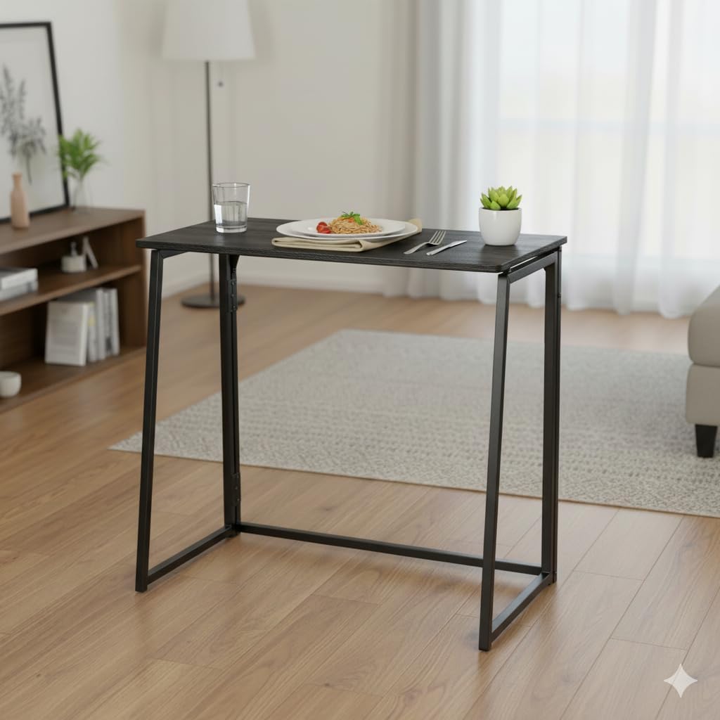 Homy Casa 31.5" TV Tray, Folding Table for Laptop Work Corner Breakfast Nook of Saving Space for Apartment Dining Table for Apartment, Easy Assembly, Black