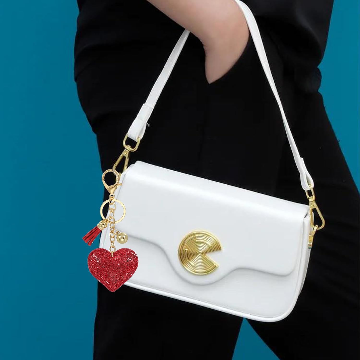 PATIKIL Rhinestone Keychain, Heart Shape Keychain Bling Keychain Accessories for Women - Image 5