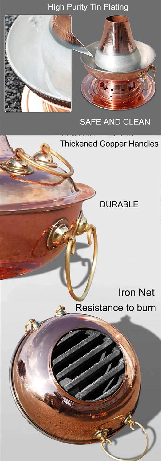 miedziane fondue, Chiński Tranditional Hotpot, Gorący Garnek Mongolski, Czysta Miedź Miedziany Fondue Shabu Zastosowanie Kuchenki Indukcyjnej