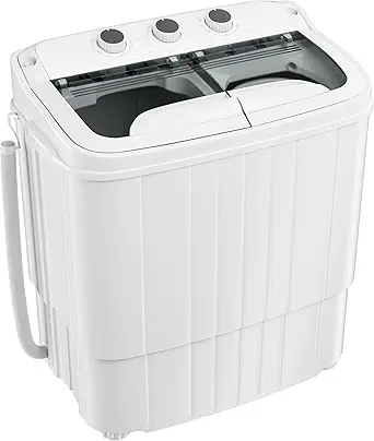 Pataku Portable Washing Machine, 17.6 lbs Compact Mini Washer and Dryer Combo, Twin Tub Laundry with Spin Cycle and Soaking Function, Ideal for Apartments, Dorms, RVs, Camping - Grey