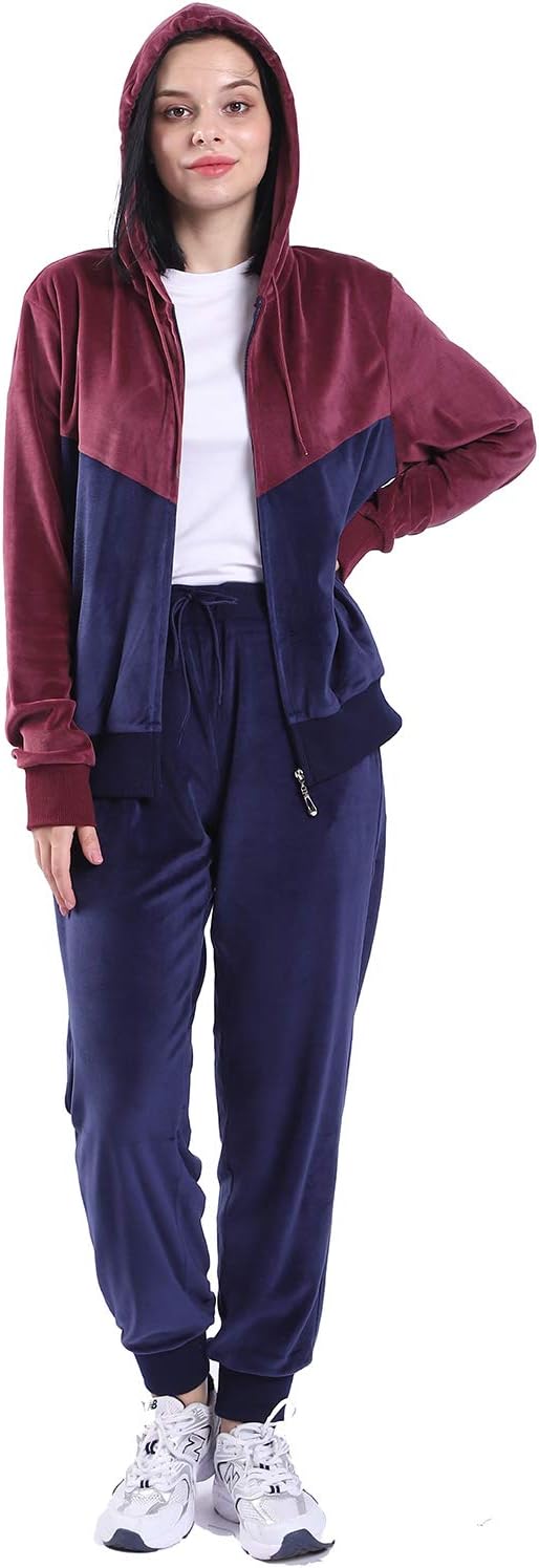 Facitisu Tracksuit for Women Set 2 Piece Joggers Velour Jogging Sweat Outfits Hoodie and Sweatpants Set - Image 3