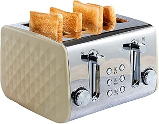 L&B-MR Grille-Pain Acier Inoxydable, 4 Tranchestoaster, Machine Multifonctionnelle De Petit Déjeuner, Décongeler, Réchauffer, Annuler, Ramasse-Miettes Amovible, 220V