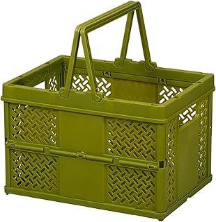 Zerodeko Crates for Storage, Plastic Baskets for Organizing, Collapsible Shopping Basket, Foldable Crate With Handles,Storage Basket for kitchen living-room Desktop Shelf Organing