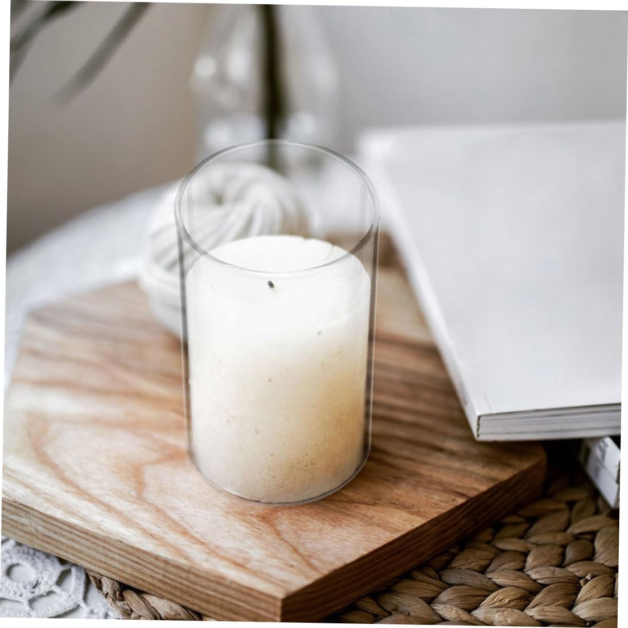 Glass Candle Holder Sleeve 3-Piece Windproof Candle Shades Decorative Glass Candlestick Holders for Home Decor Desktop Use