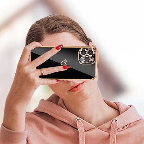 Miniatura 6 de ZTOFERA Funda diseñada para iPhone 14 Pro de 6.1 pulgadas, bonito borde chapado con patrón de corazones de amor con protección para lente de cámara,