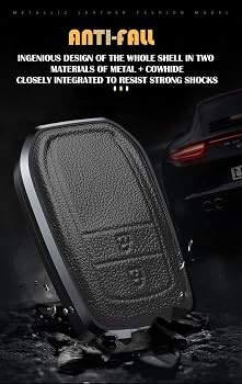 KUNIO - Coque Cuir Crazy Horse Pour Clé Toyota (Hilux, Land Cruiser, Yaris Cross, Etc.) - 2 Boutons, Bleue, Cousue Main