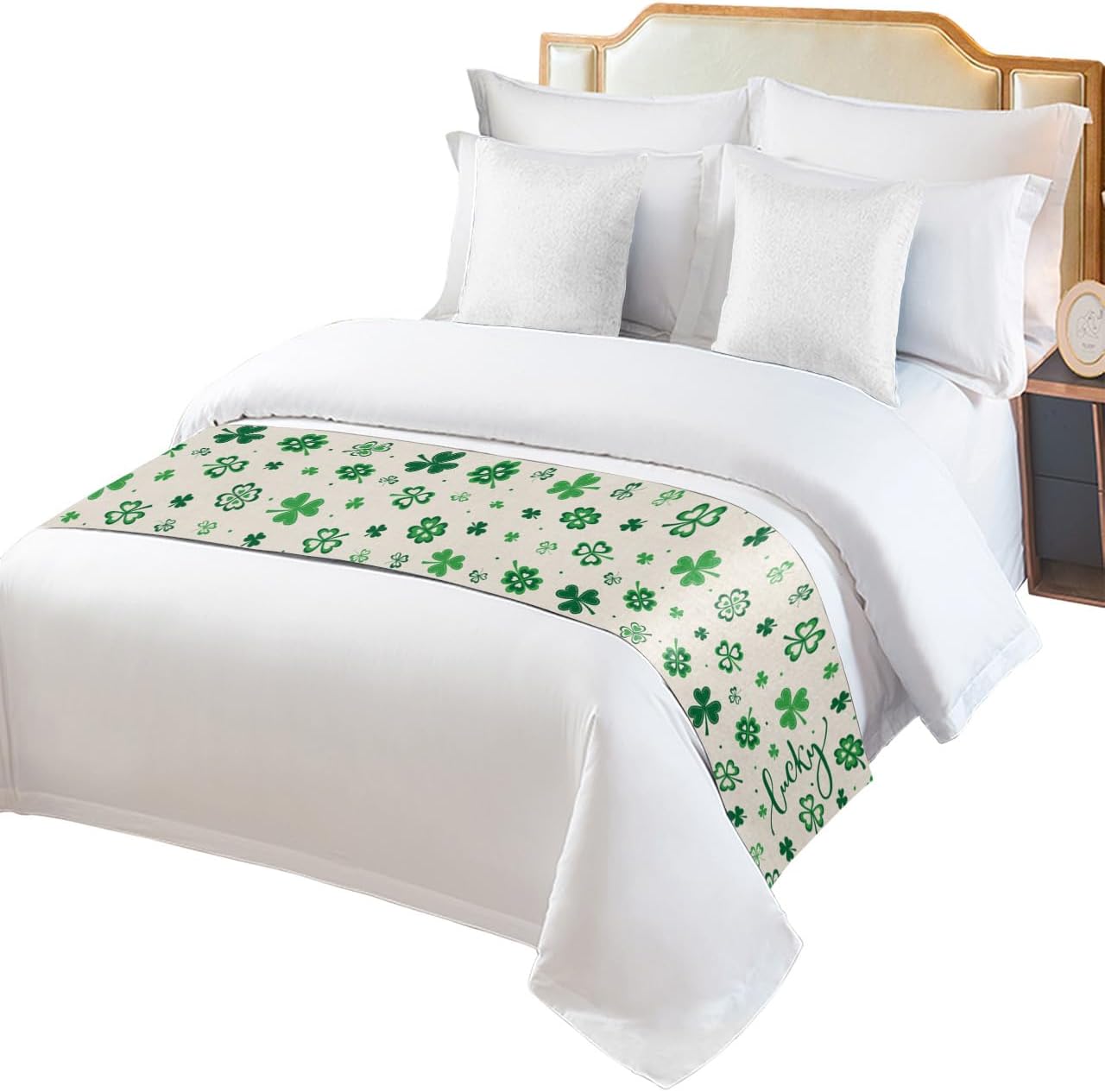 Bed Runner Scarf Valentine's Day Love Heart Pink White plaid Texture Bedding Scarf Decorative Bed Runners Cover for Home Bedroom Hotel Wedding Room Bed Scarf for Foot of Bed Queen 83x20in