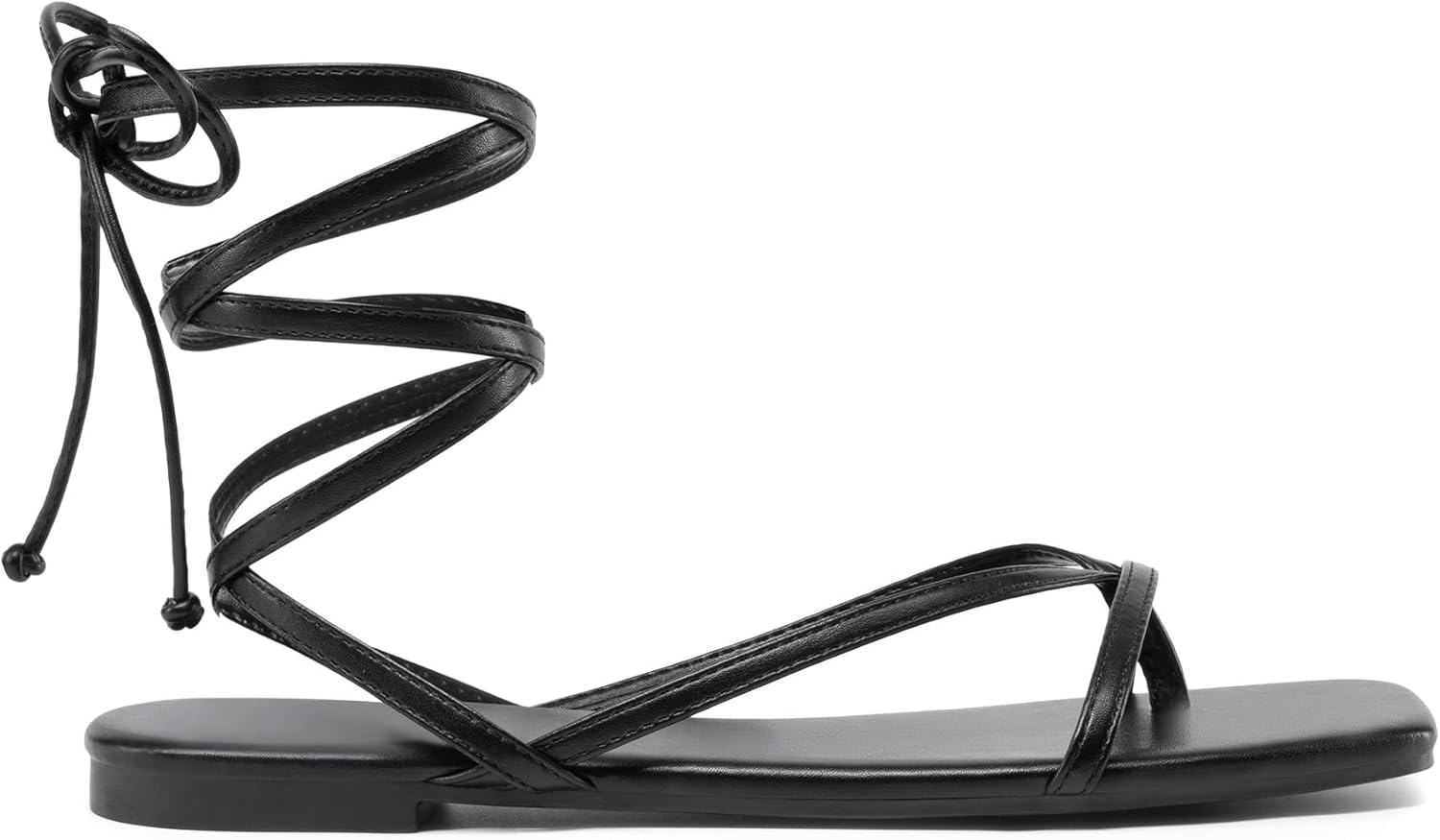 DREAM PAIRS Womens Strappy Flat Sandals - Comfortable Lace Up Gladiator Dressy Sandals, Square Toe Tie Up Walking Sandal, Summer Wrap Up Vocation Sandal Mermaid Shoes - Image 4