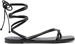 DREAM PAIRS Women's Strappy Flat Sandals - Comfortable Lace Up Gladiator Dressy Sandals, Square Toe Tie Up Walking Sandals, Summer Wrap Up Vocation Sandals Mermaid Shoes