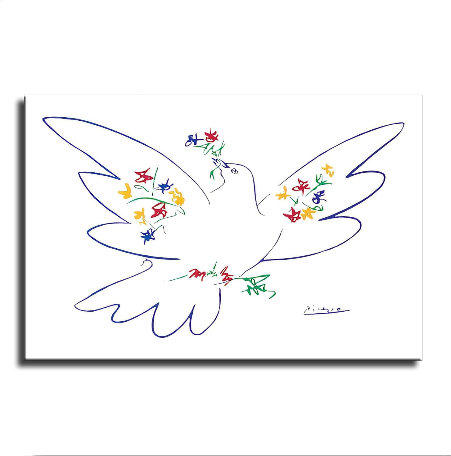 Rikin Liuff Dove of Peace by Pablo Picasso Canvas Poster 40x65cm Frameless