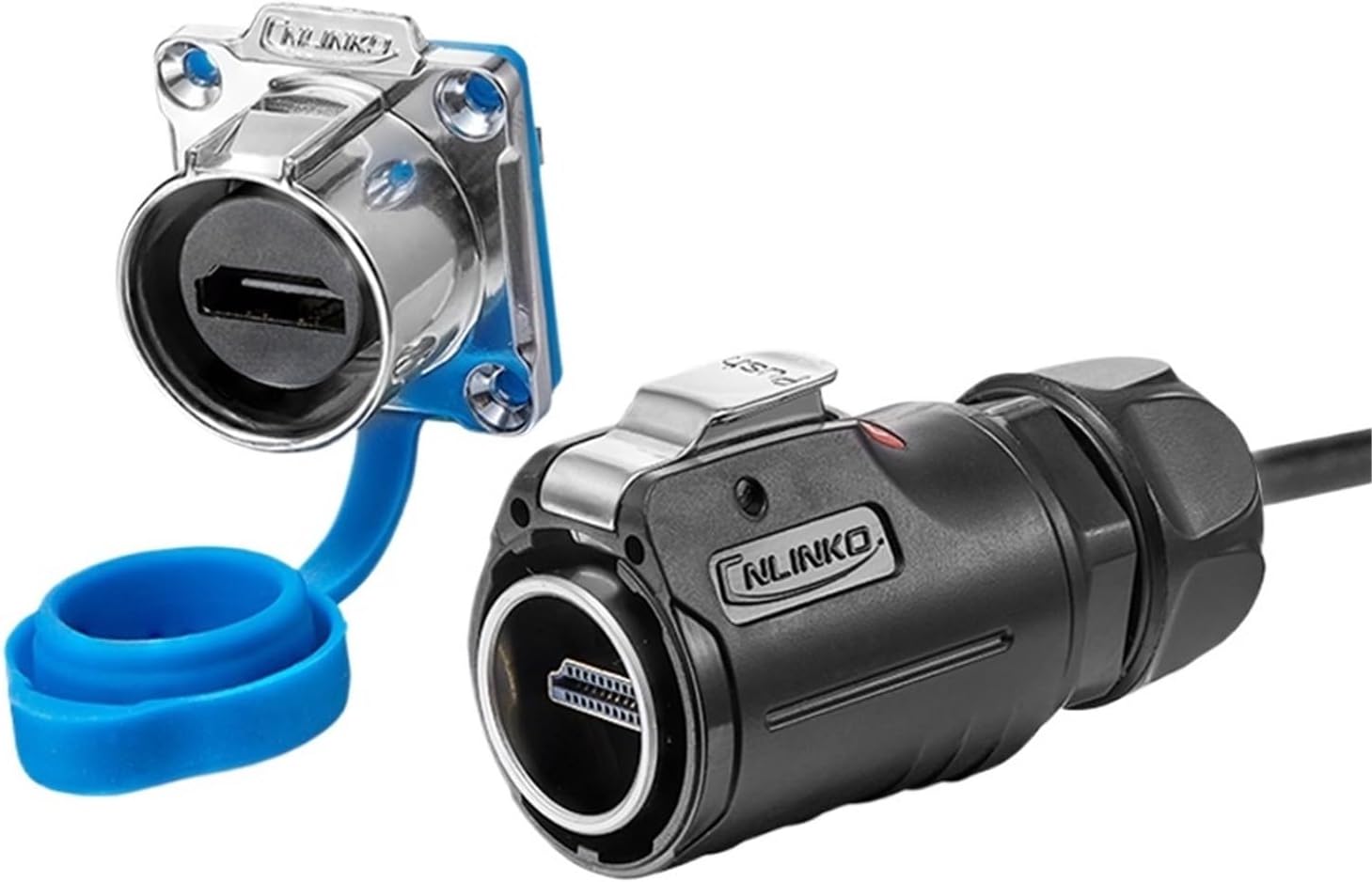 1Pcs M24 HDMI2.0 Data Connector Waterproof HDMI-Compatible 4K 3840 * 2160 HD Transmission Adapter for Audio Video HDTV Monitor(Set with 3m Cable)