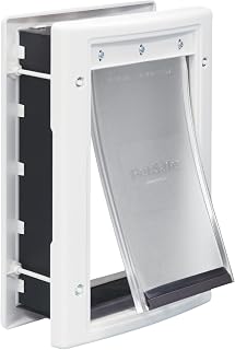 PetSafe Plastic Dog and Cat Door, Small, For Pets Up To 15 lb, Paintable, Easy DIY Installation, Security Cover Included, Install in Interior and Exterior Doors or Walls, Durable, Adjustable Flap,White, Small