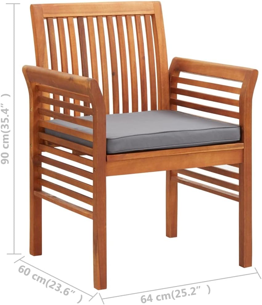 Patio Dining Chair with Cushion,Garden Chair,High Back Chairs,Lounge Chairs,Lawn Chairs,Club Chairs,Outdoor Chair,Slatted Design,for Garden,Backyard,Lawn,Porch,Poolside,Solid Acacia Wood