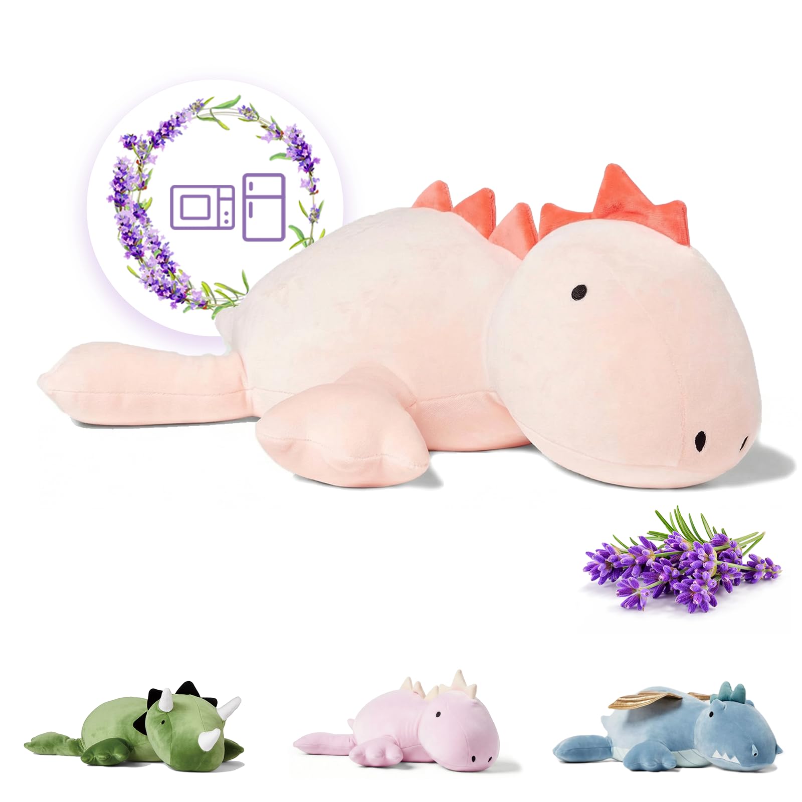 Photo 1 of KOWSI® Weighted Pink Stegosaurus Plush Microwavable Heating Pad 16" 1.4 Lb