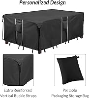Vista 6 de YJHome Fundas de mesa para exteriores, impermeables, rectangulares, para muebles de patio, juego de mesas y sillas para exteriores, fundas
