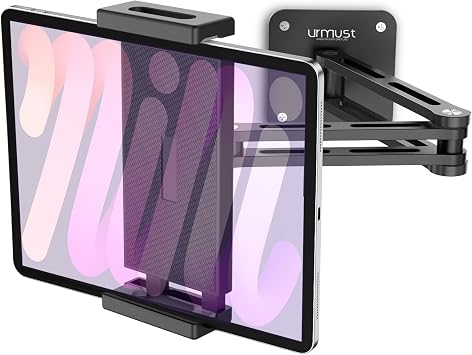 Urmust Tablet Wall Mount Holder for iPad, 360Rotation Adjustable Tablet Stand Holder with Aluminum Extendable Arm, for iPad mini/Air/Pro/Galaxy Tab/Kindle, All 4.7-13" Phones & Tablets