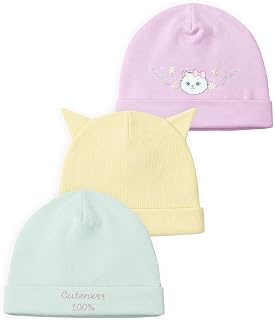Mi Arcus 100% Cotton Solid Cap for Girls Pack of 3 Multicolour Price In India