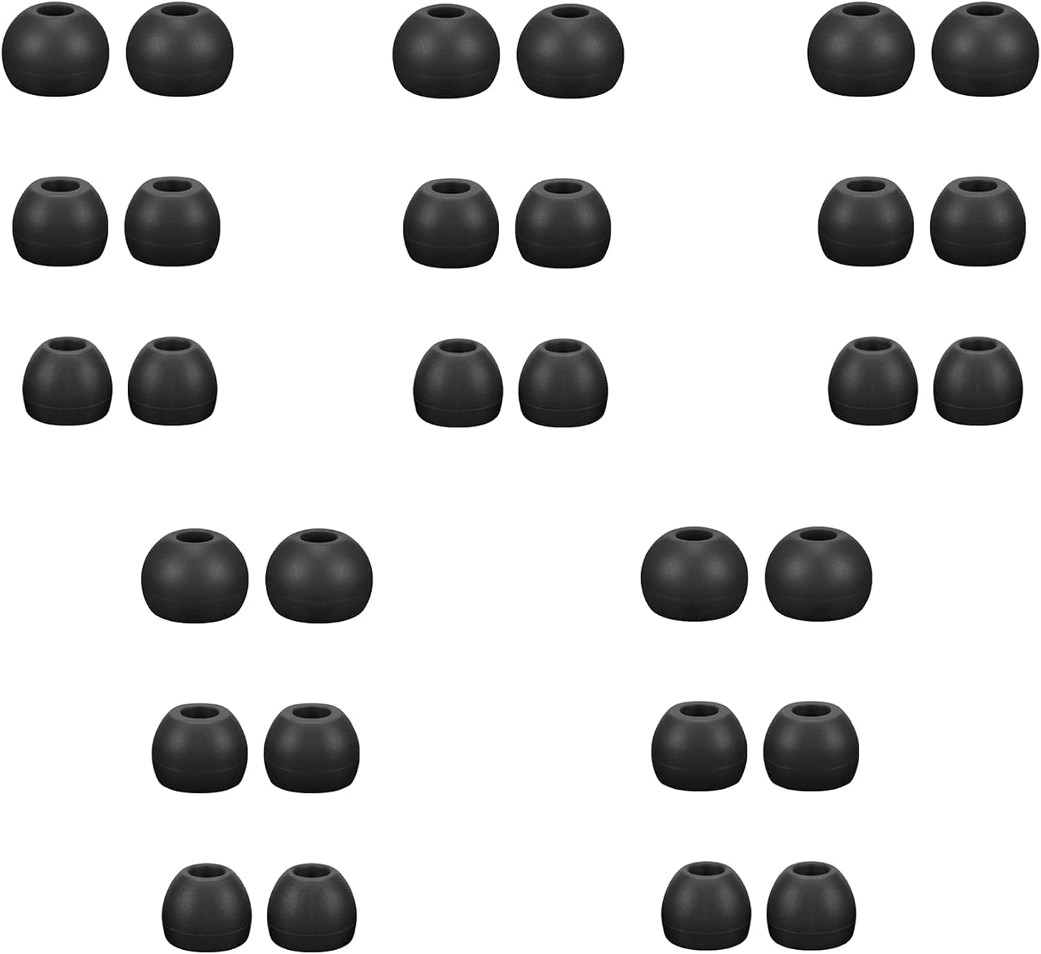 Earbuds Ear Tips Replacement 15 Pairs, Soft Silicone Multi Sizes Pack Small Medium Large S/M/L, Fit for in-Ear Headphones Earphones Earbuds (5 Sets(15 Pairs), Black)