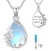 WINNICACA Urn Necklace for Ashes Sterling Silver Moonstone/Opal Cremation Jewelry for Ashes Jewelry Gifts Keepsake Memorial Jewelry for Women