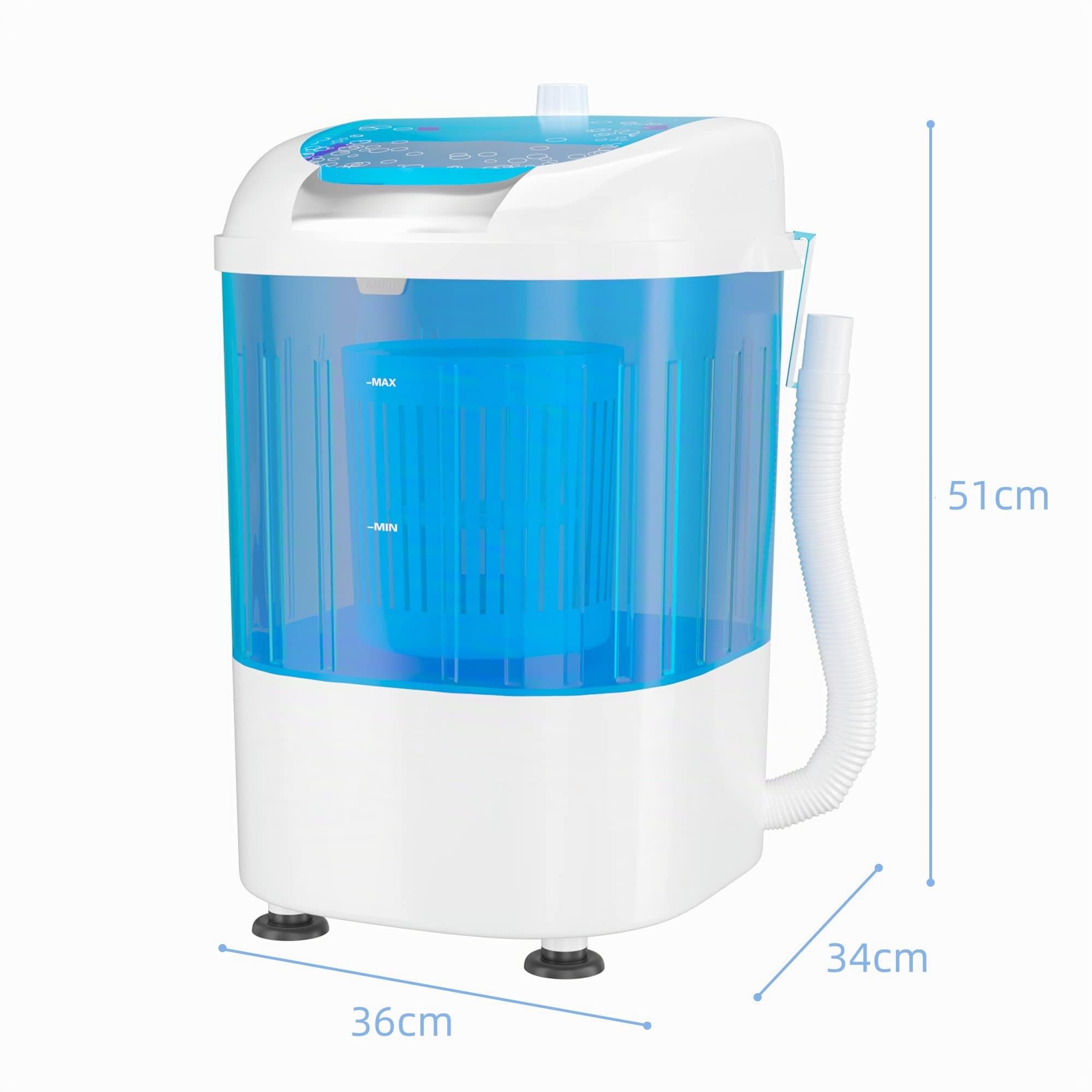 GYMAX Mini Lavatrice Portatile Con Centrifuga, Semi-Automatica da Campeggio, Capacità 2 kg, Micro da Viaggio Con Timer, a Vasca Singola, 37 x 35 x 51 cm