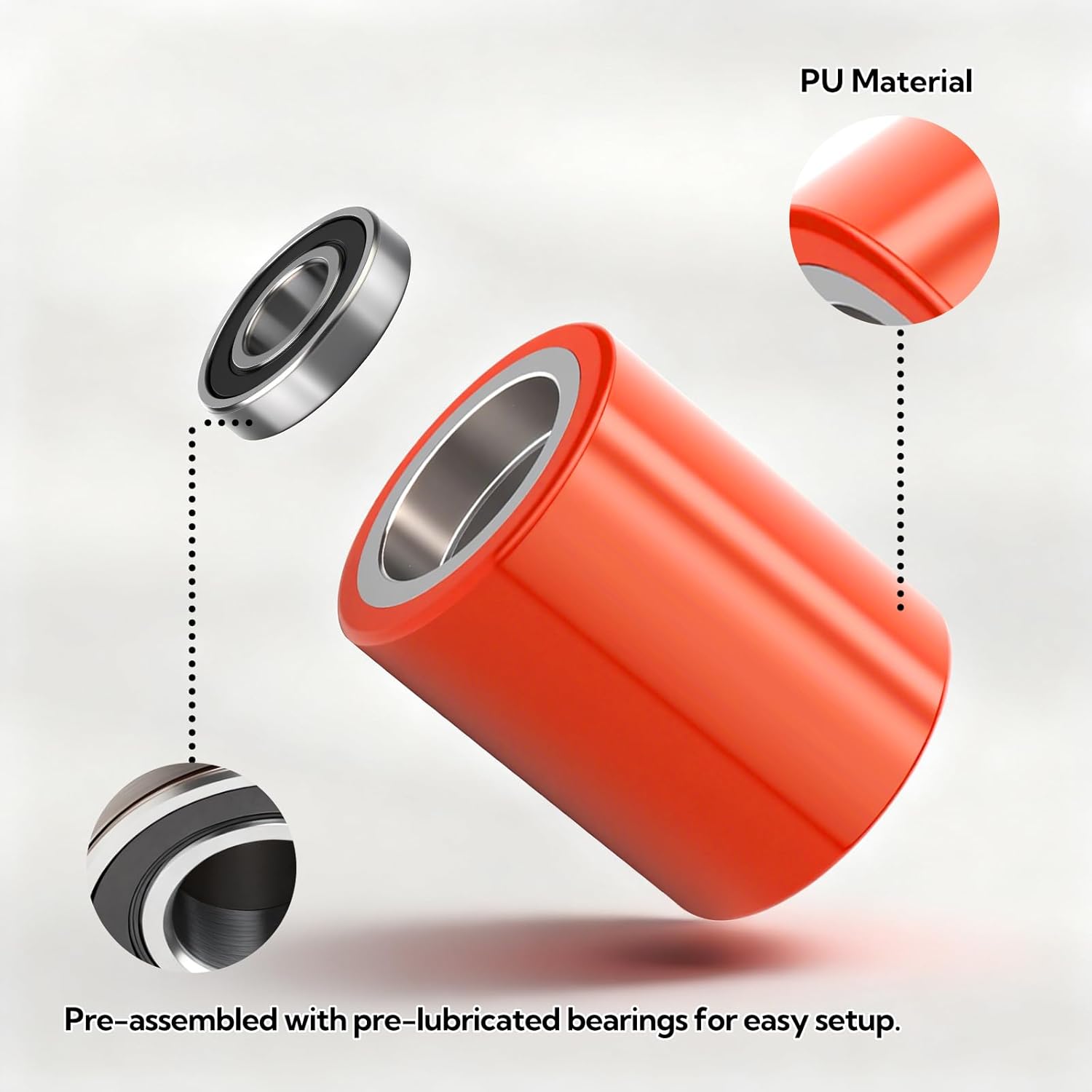 GASHER Pallet Jack/Truck Steering Wheels Set with Axle,Front Load Roller 3" x 3.75" Pair with Bearings,Pallet Jack Wheels Replacement for Most Hand Pallet Jacks