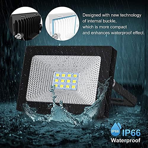 MEIKEE Led Floodlight Outdoor, 2 Pack 10W LED Security Light, IP66 Waterproof Energy-Saving 850LM led Spot Lights 6500K Daylight White Light for Garden, Yard, Garages, Warehouse, Patio, Billboard