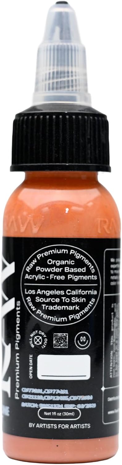 RAW Premium Pigments Tattoo Ink 1oz Bottle | Light Natural Flesh Tone | High Pigment Load | Vegan | Made in USA (Flesh Tone Light)