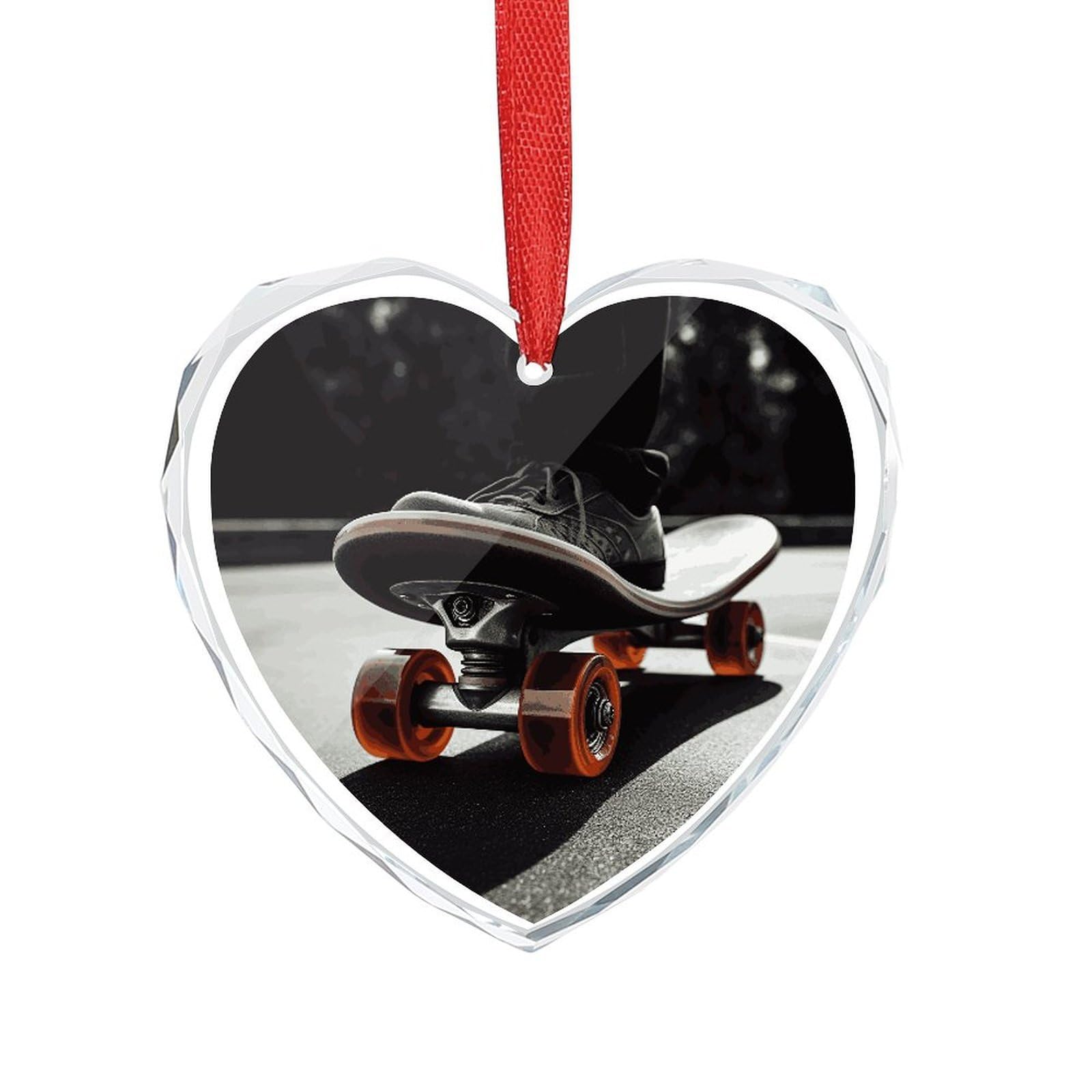 Wsoihfec Style Skateboard Wheel Engagement Gifts For Couples, Glass Ornaments Just Married Bridal Shower Decor, Heart Keepsake Decor For Bride & Groom