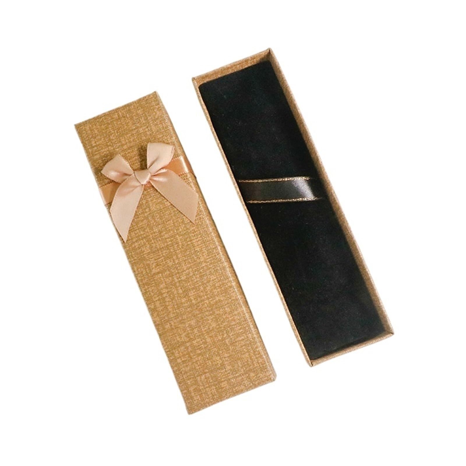 Rettangolo Lungo da 30 Pezzi for Penna, Collana, Portagioie, Scatola di Carta Dura, Scatola di Carta con Fiocco, Scatola di Imballaggio Carina, Regalo di Fidanzamento(Khaki)