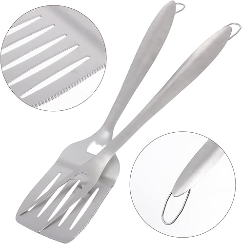 Miniatura 5 de 2 Uds. Espátula para freír, tenedor, pinzas de cocina, cuchara de panadería, pastelería, tenedor, rascador de metal, espátula para barbacoa,